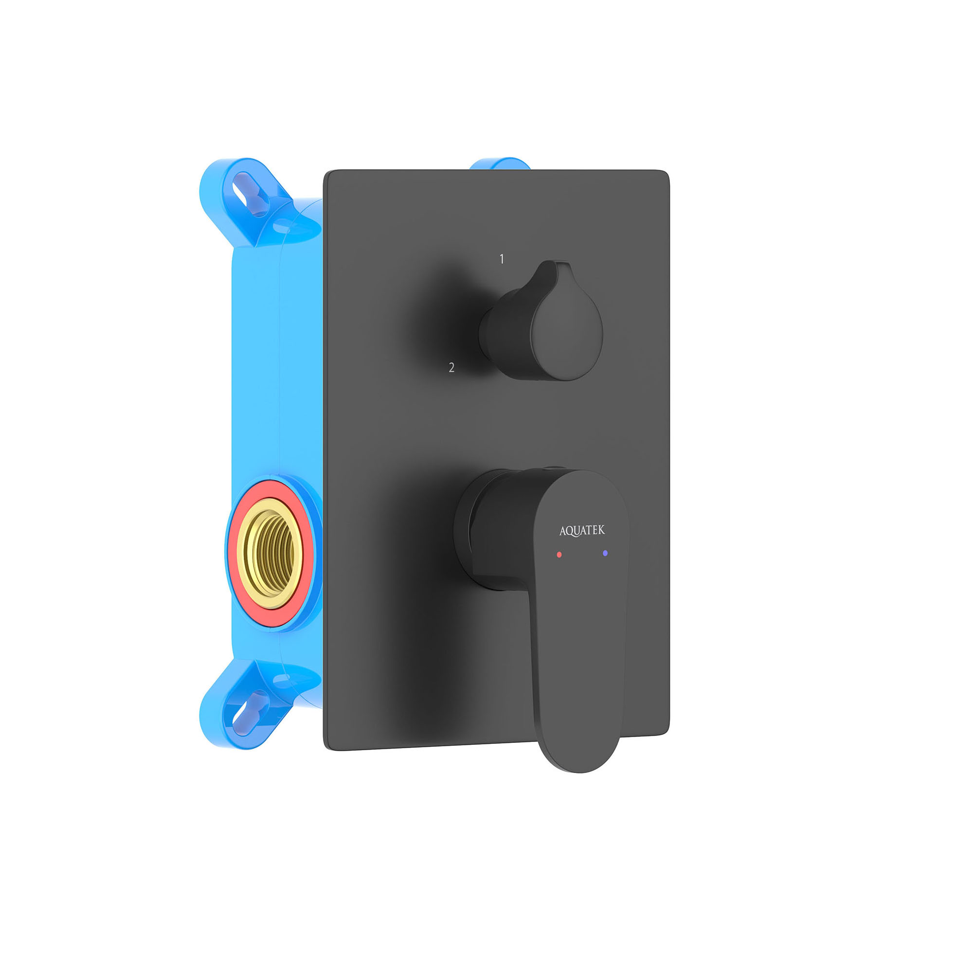 Смеситель для ванны 2 режима, (внешняя и скрытая часть) AQUATEK, матовый черный AQ1246MB Оберон