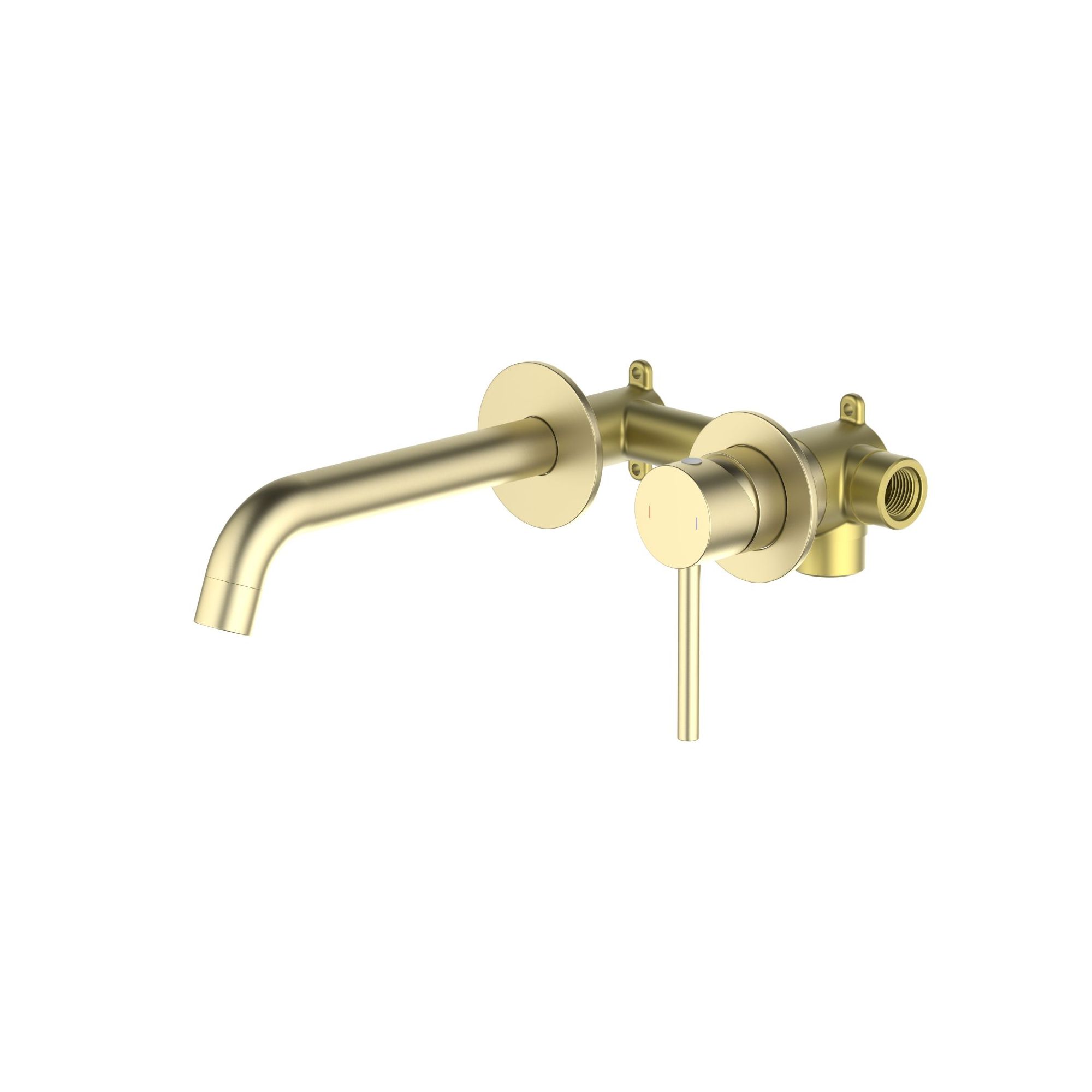 Смеситель для раковины настенный 2 отв. (внешняя и скрытая часть) AQUATEK, золото шлифованное AQ1313BG Европа