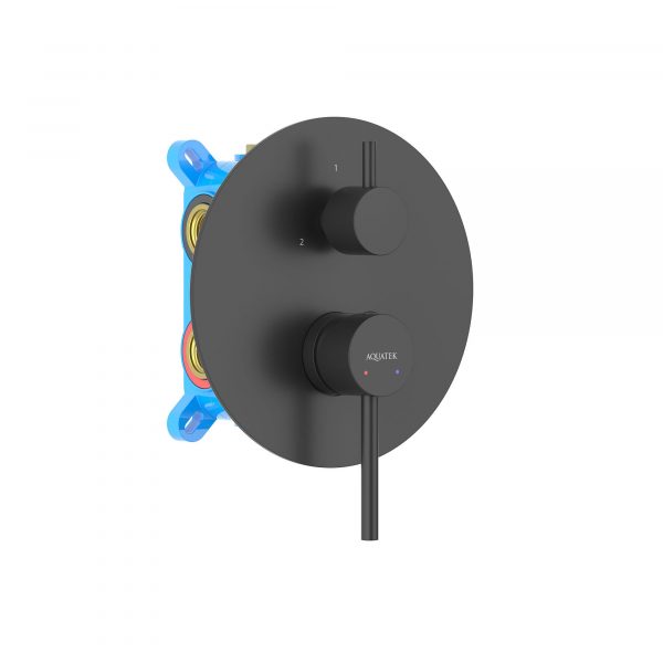 Акватек - Смеситель для ванны 3 режима (внешняя и скрытая часть) AQUATEK, матовый черный AQ1347MB ЕВРОПА