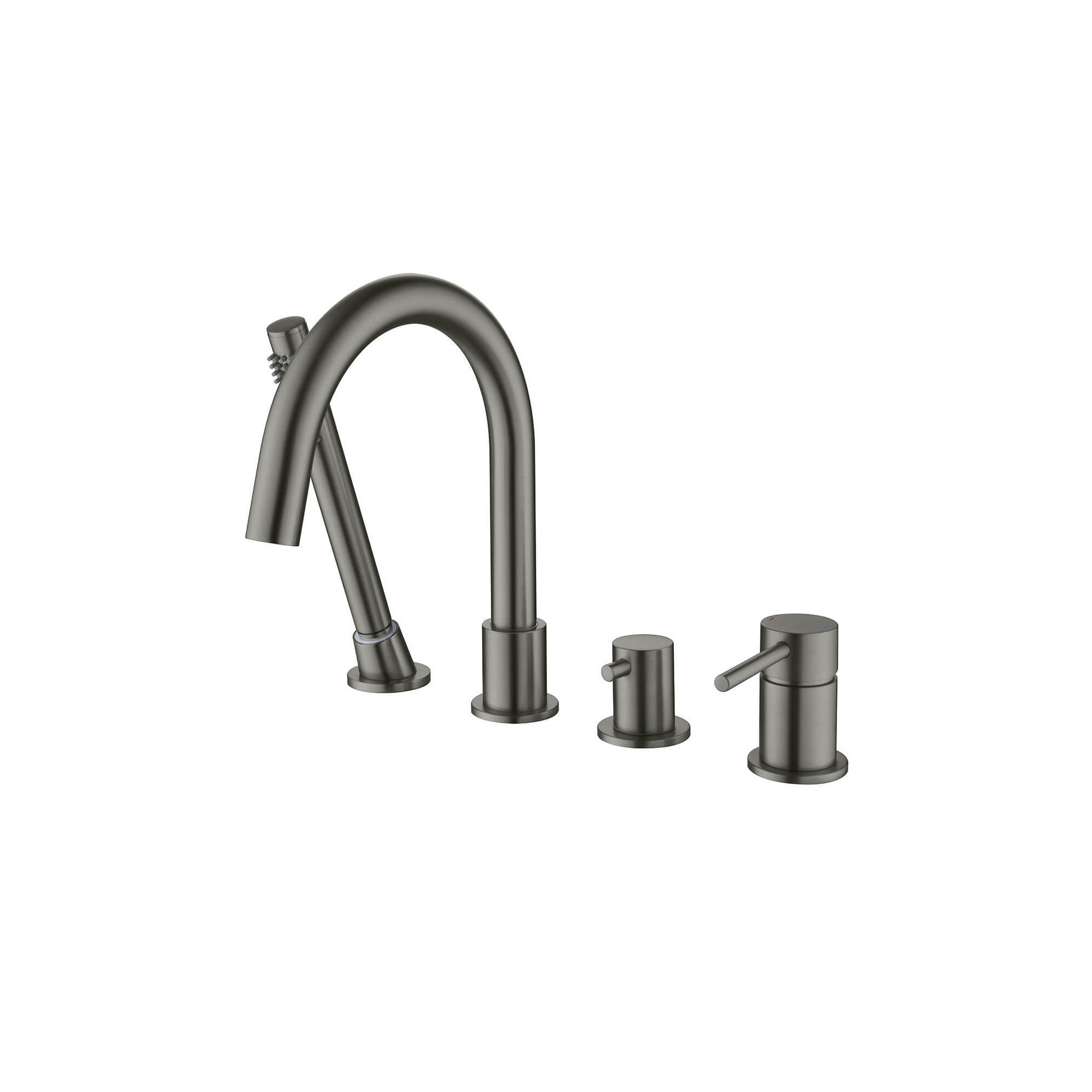 Смеситель на борт ванны на 4 отв. AQUATEK, оружейная сталь AQ1348BGM Европа