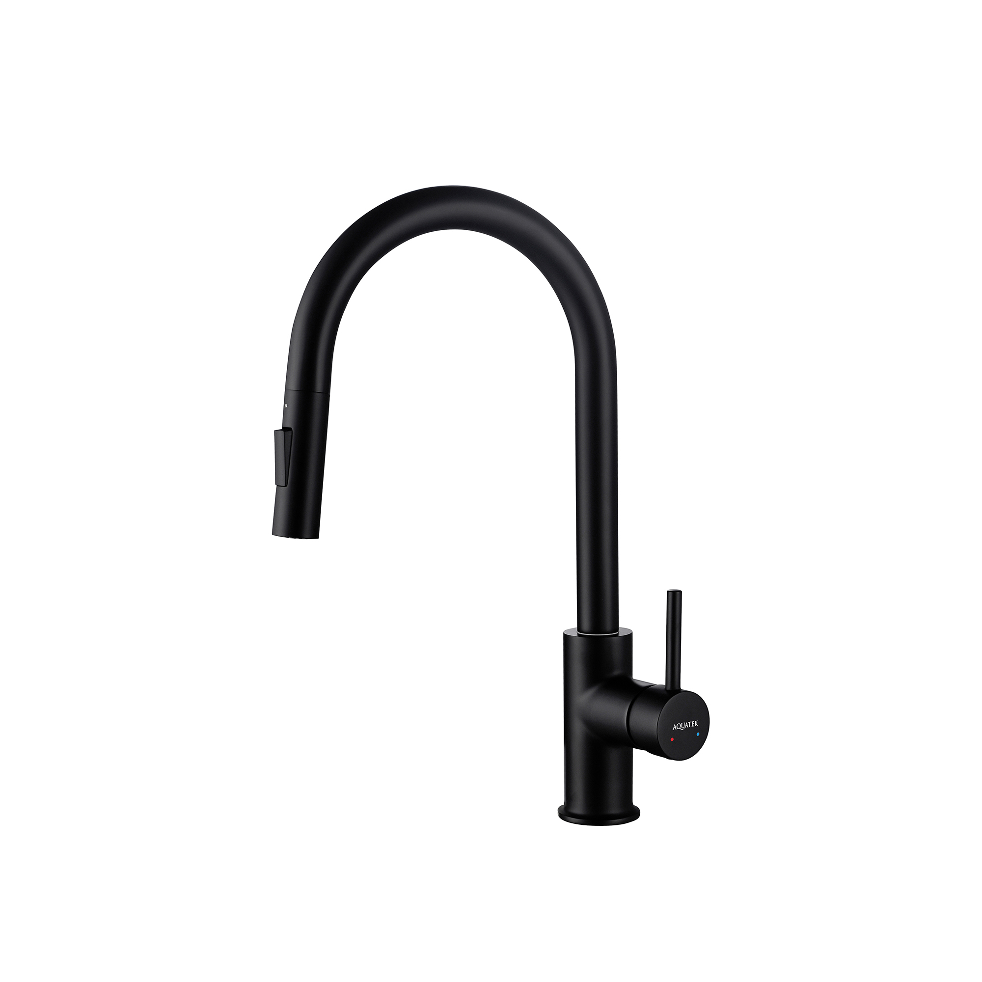 Смеситель для кухни с вытяжным изливом 2 jet AQUATEK, матовый черный AQ1384MB Европа