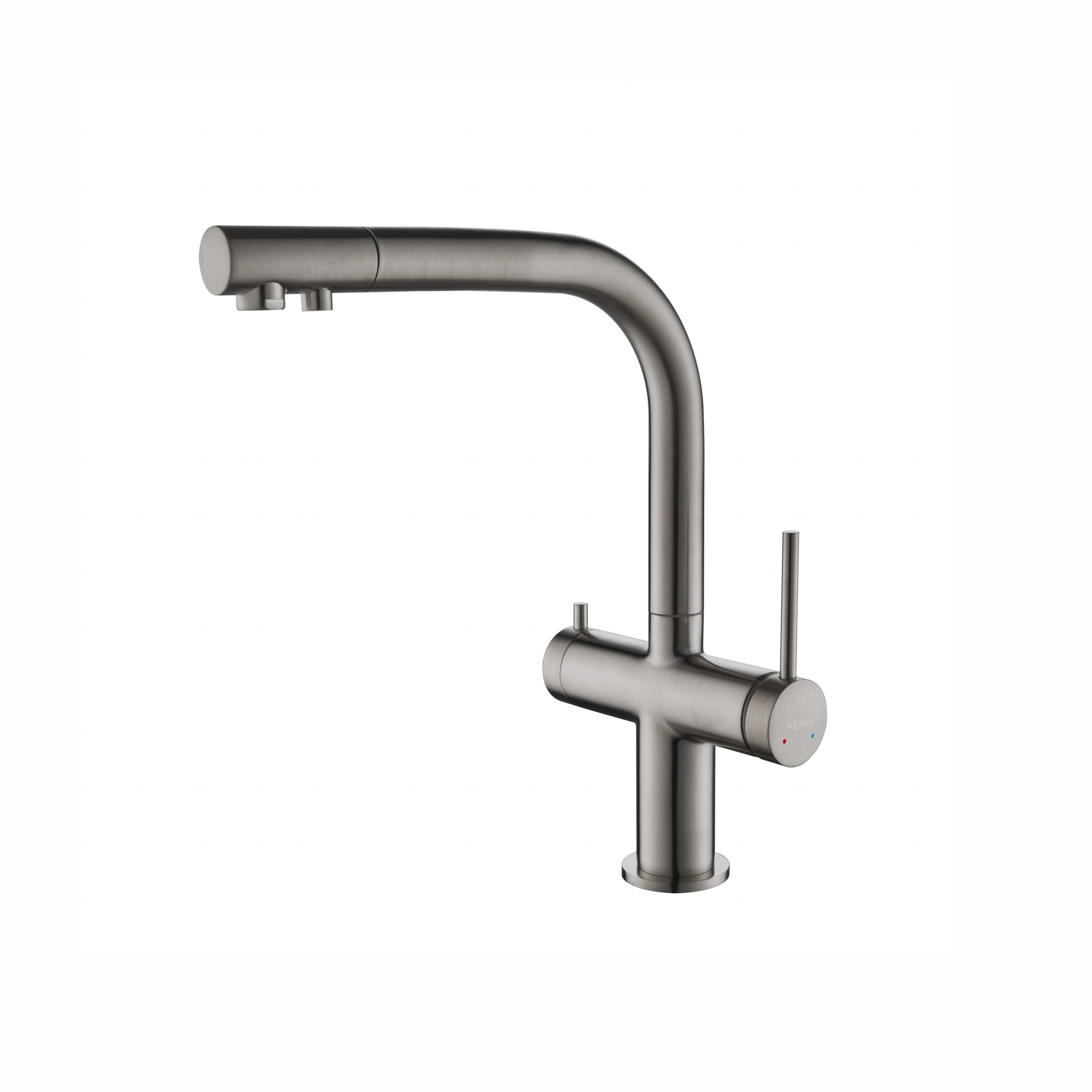 Смеситель для кухни с подключением к фильтру питьевой воды AQUATEK, оружейная сталь AQ1385BGM Европа