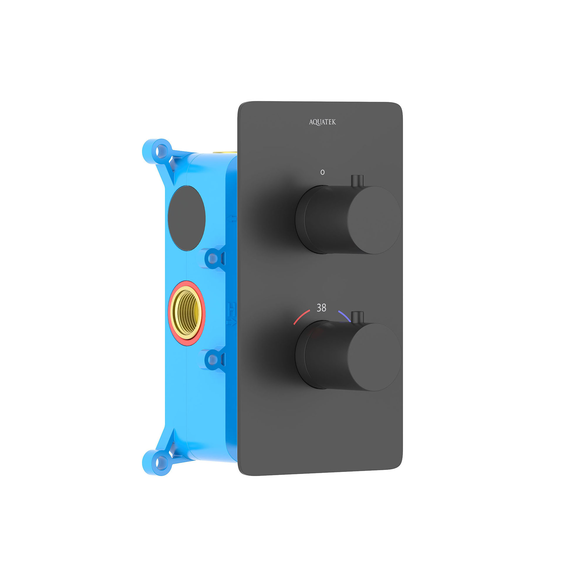 Термостатический смеситель для душа (внешняя и скрытая часть) AQUATEK, матовый черный AQ1391MB Европа
