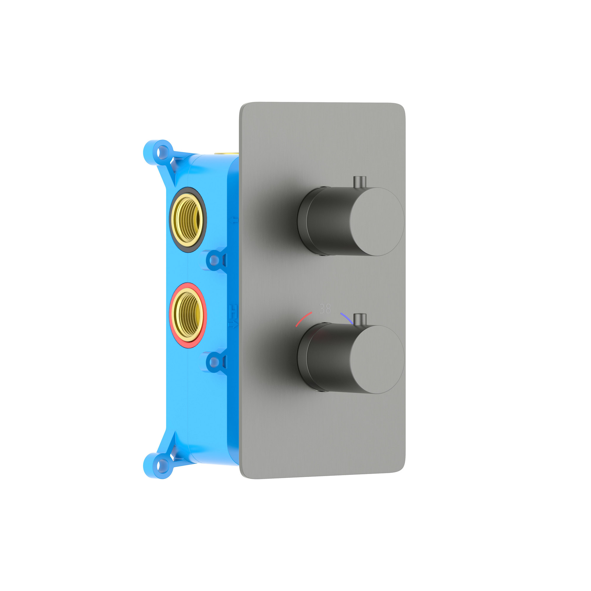 Термостатический смеситель для ванны 3 режима (внешняя и скрытая часть) AQUATEK, оружейная сталь AQ1393BGM Европа