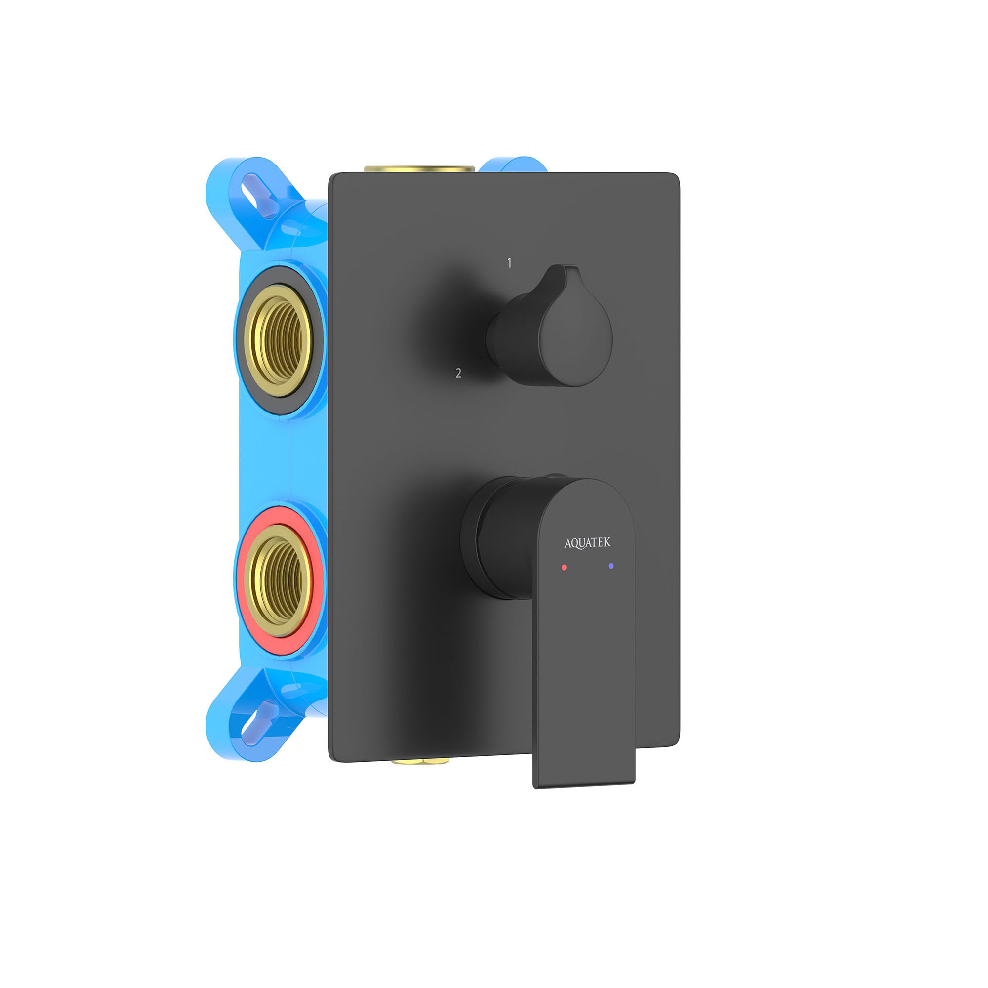 Смеситель для ванны 3 режима (внешняя и скрытая часть) AQUATEK, матовый черный AQ1447MB Лира