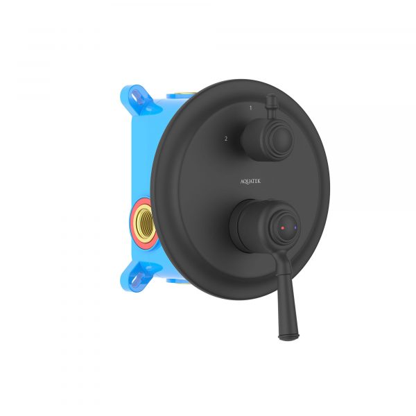 Акватек - Смеситель для ванны 2 режима, (внешняя и скрытая часть) AQUATEK, матовый черный AQ1546MB Классик