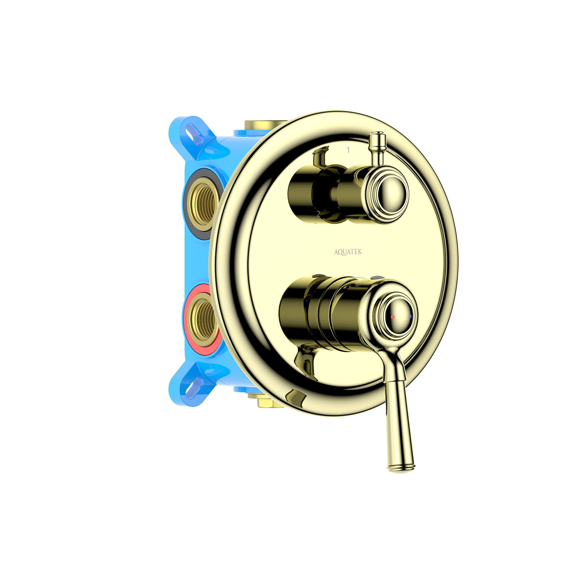 Смеситель для ванны 3 режима (внешняя и скрытая часть) AQUATEK, полир. золото AQ1547PG Классик