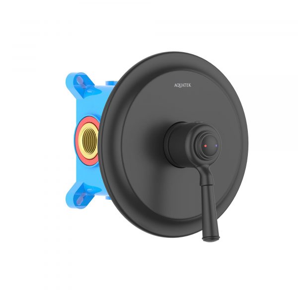 Акватек - Смеситель для душа (внешняя и скрытая часть) AQUATEK, матовый черный AQ1566MB Классик