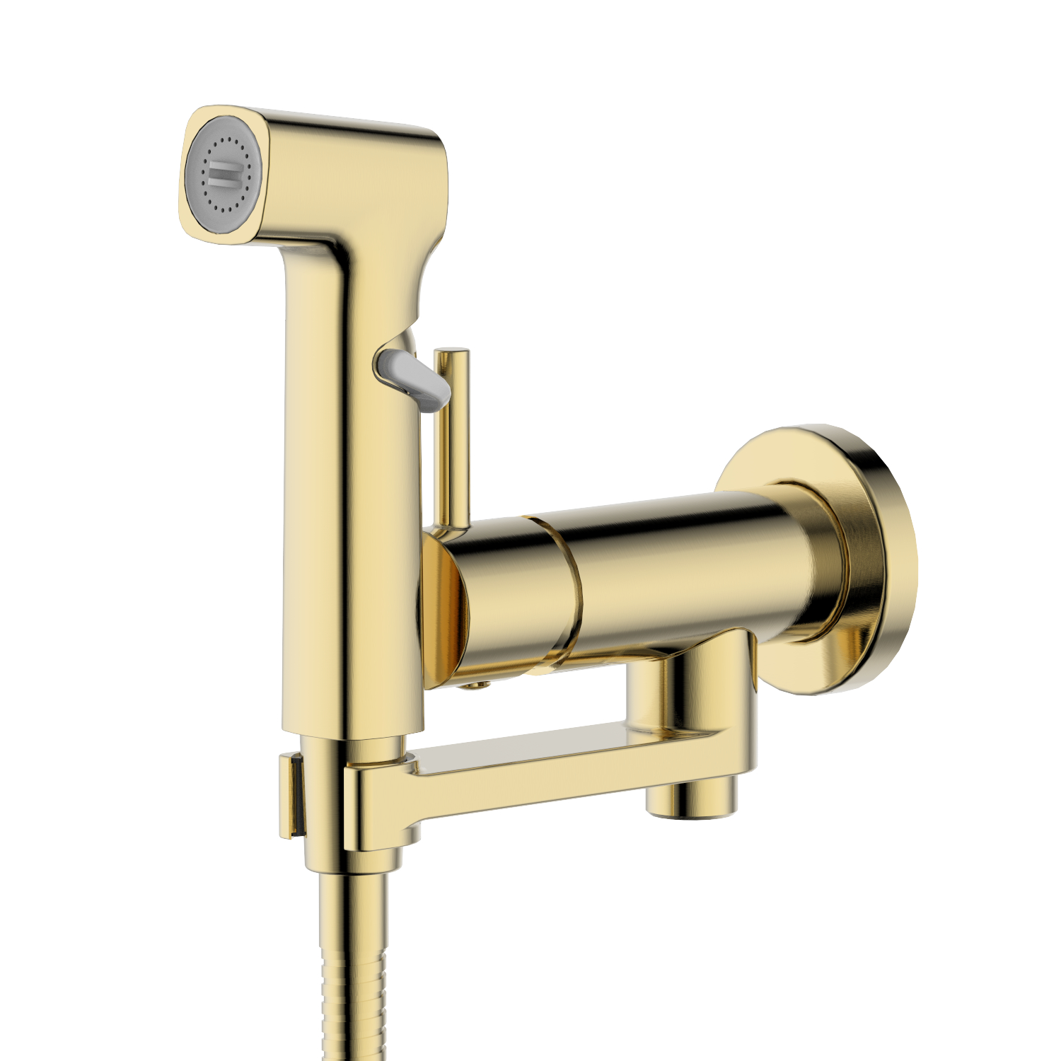 Набор с гигиеническим душем (смеситель + гигиеническая лейка + шланг + шланговое подсоединение с держателем) AQUATEK AQ1819BG Ника, золото