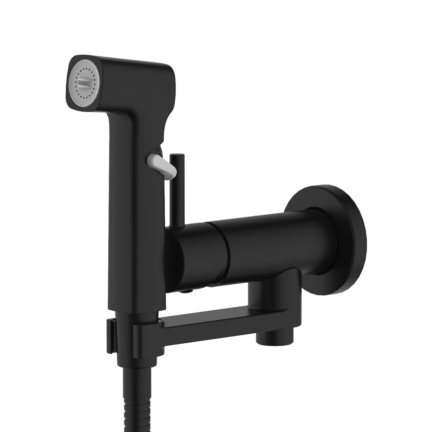Набор с гигиеническим душем (смеситель + гигиеническая лейка + шланг + шланговое подсоединение с держателем) AQUATEK AQ1819MB Ника, черный матовый