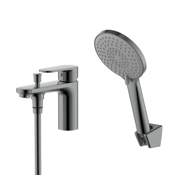 Акватек - Смеситель врезной на борт ванны на 1 отв. AQUATEK AQ1844BGM Ника, оружейная сталь