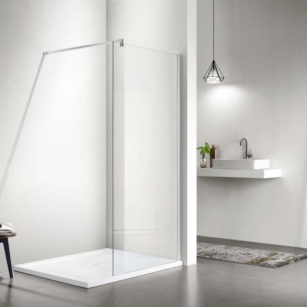 Акватек - Душевая перегородка Walk in с держателем 200х70, профиль хром, стекло прозрачное