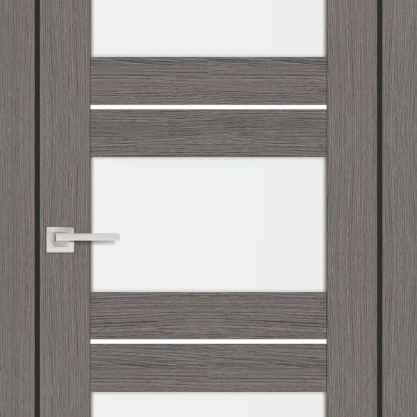 Скамбио порте - PROFILO PORTE - Дверь PS-11 Грей Мелинга со стеклом белый сатинат