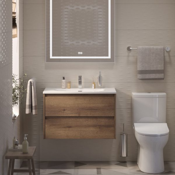 BelBagno - Тумба с раковиной подвесная  KRAFT 39 80 Rovere Tabacco, раковина белая BB-8099-3-80