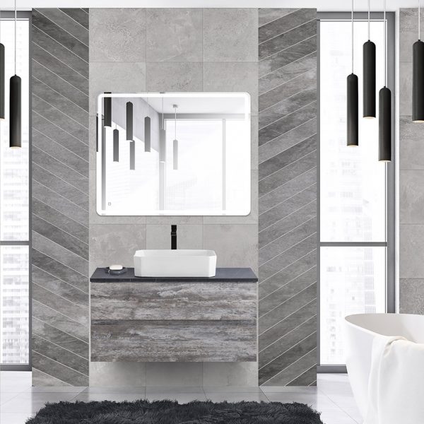 CEZARES - Тумба со столешницей под накладную раковину подвесная  MOLVENO 46 100 Legno Grigio