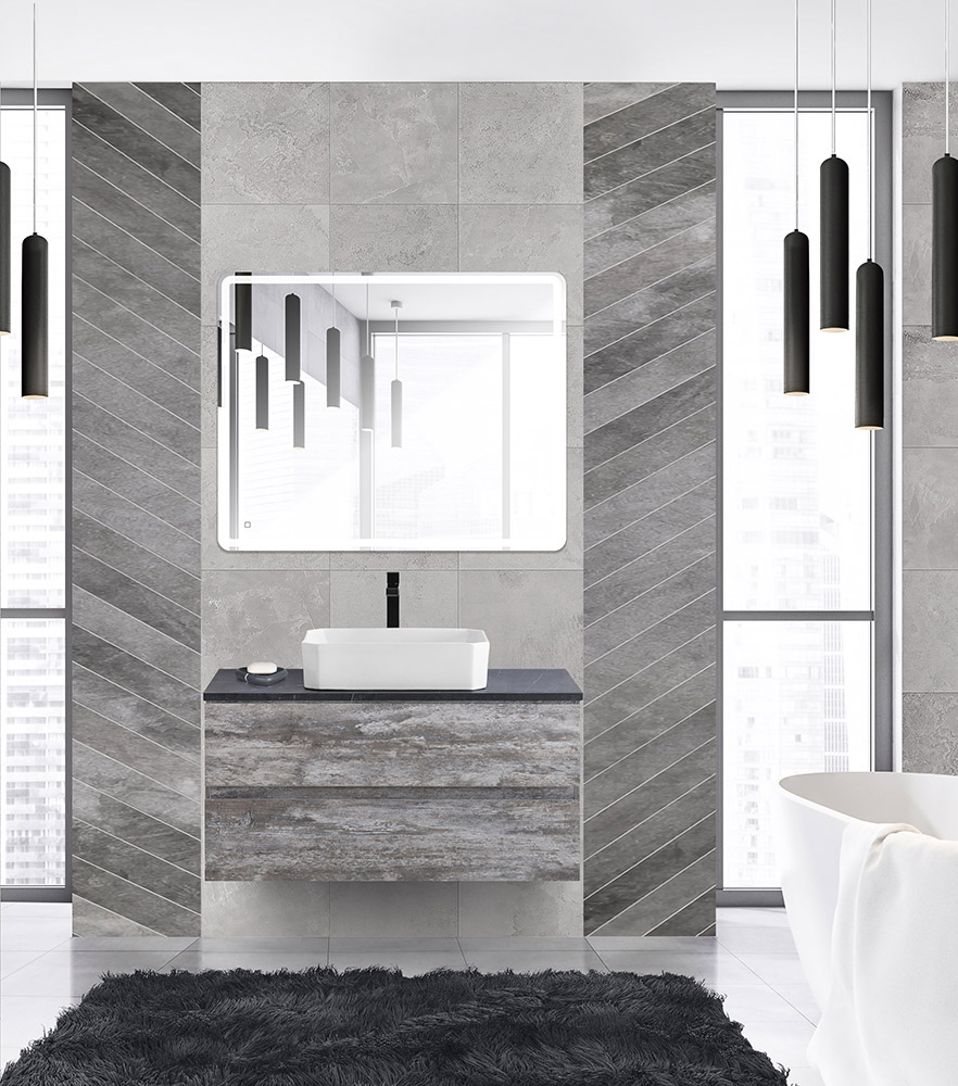 Тумба со столешницей под накладную раковину подвесная CEZARES MOLVENO 46 100 Legno Grigio