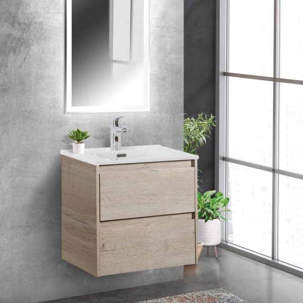 BelBagno - Тумба с раковиной подвесная  KRAFT 50 Rovere Galifax Bianco, раковина белая