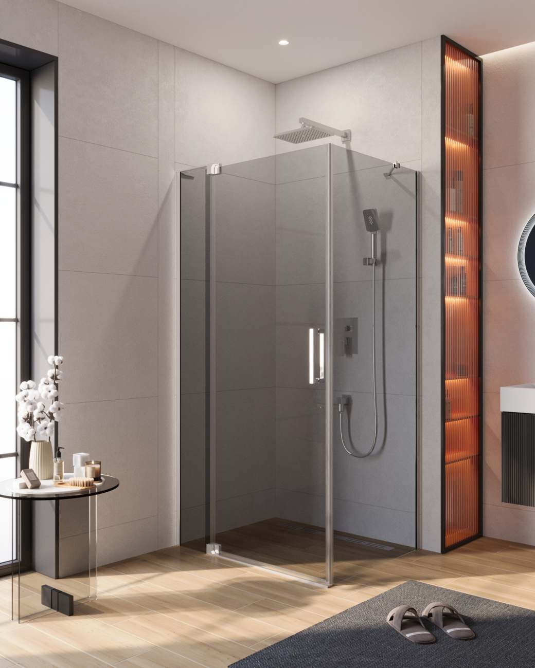 Душевой уголок CEZARES SLIDER-AH-1-80-100/110-GRIGIO-Cr