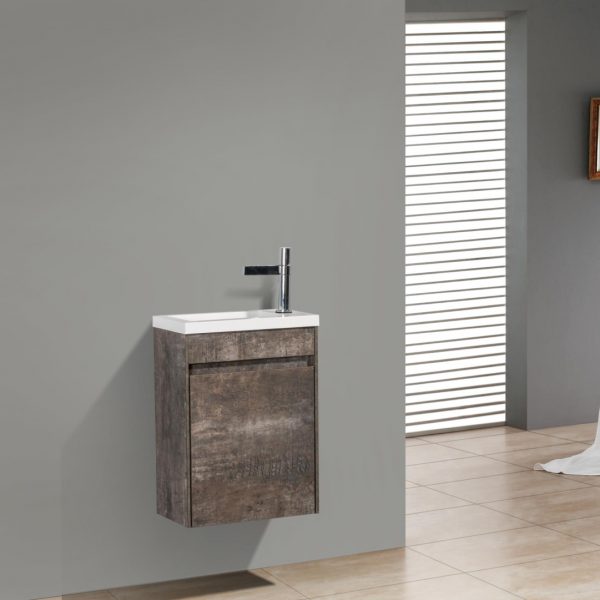 BelBagno - Тумба с раковиной подвесная с дверкой  PIETRA MINI 46-R Stone, раковина белая