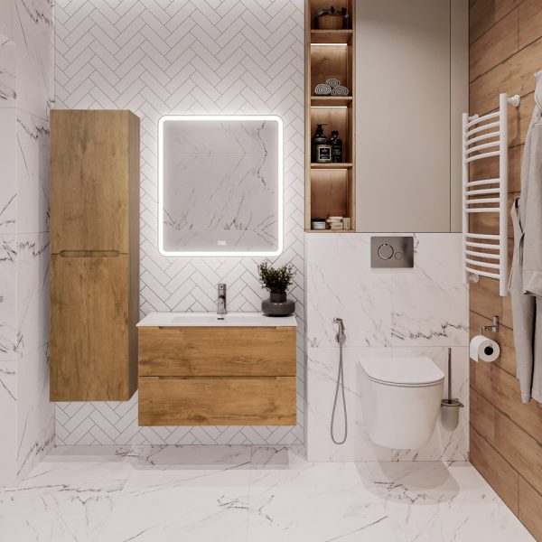 BelBagno - Тумба с раковиной подвесная  ETNA 80  Rovere Nature, раковина белая