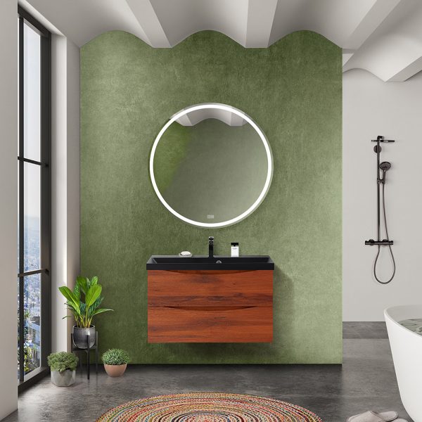 BelBagno - Тумба с раковиной подвесная  MARINO 80 Rovere Cillegio, раковина чёрная