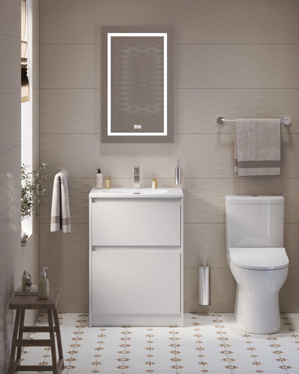 Тумба с раковиной напольная BelBagno KRAFT 39 60 Bianco Opaco, раковина белая BB-8099-3-60