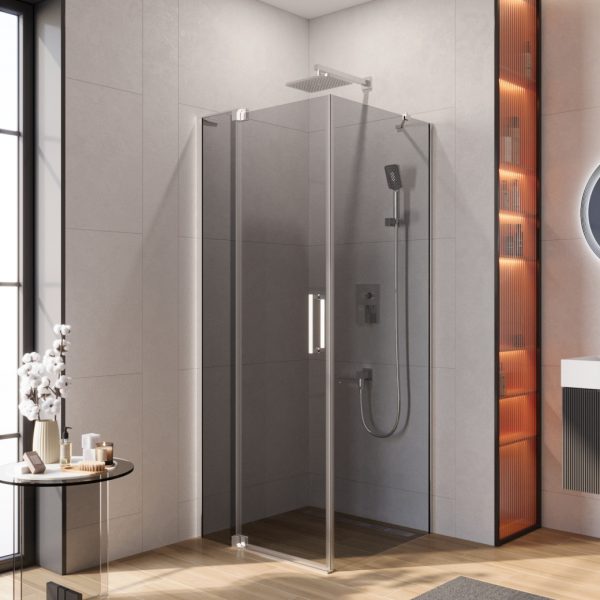 CEZARES - Душевой уголок  SLIDER-AH-1-80-80/90-GRIGIO-Cr