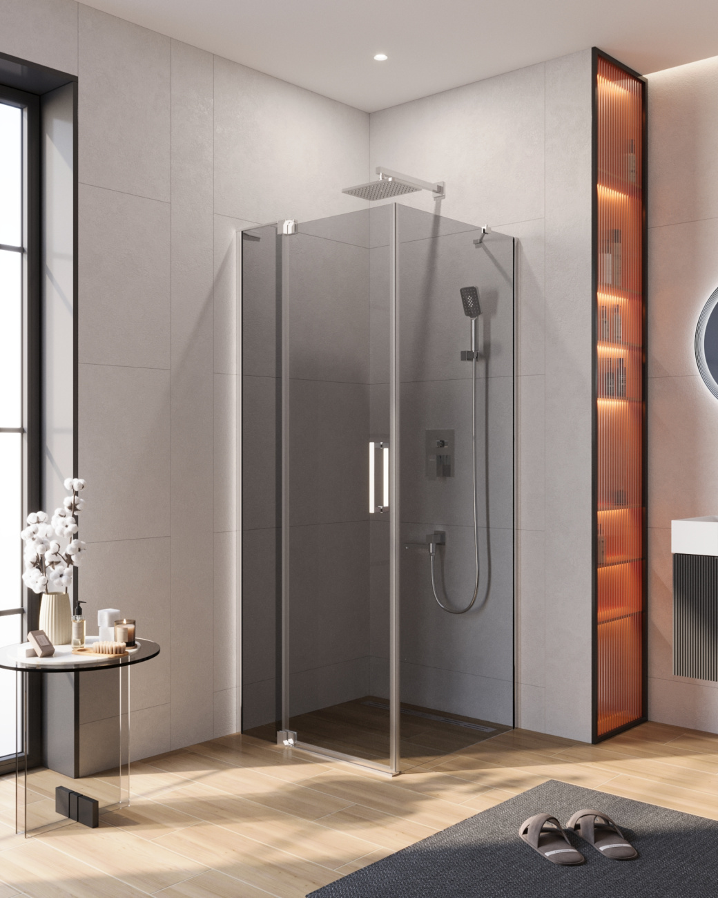 Душевой уголок CEZARES SLIDER-AH-1-80-80/90-GRIGIO-Cr