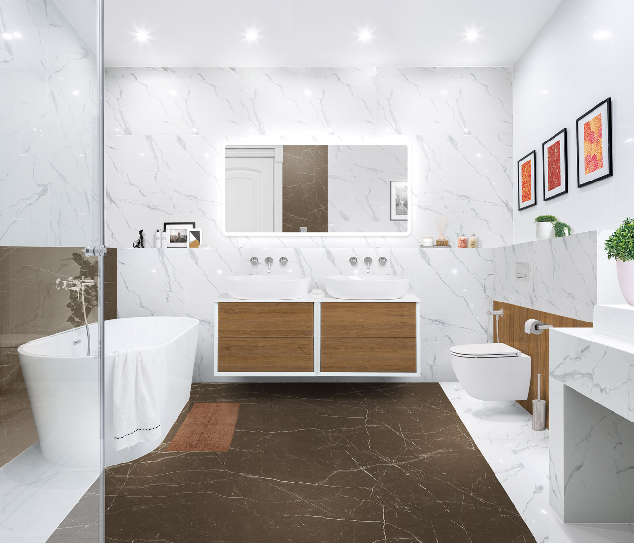 Тумба со столешницей подвесная CEZARES BELLAGIO 140 Rovere Tabacco