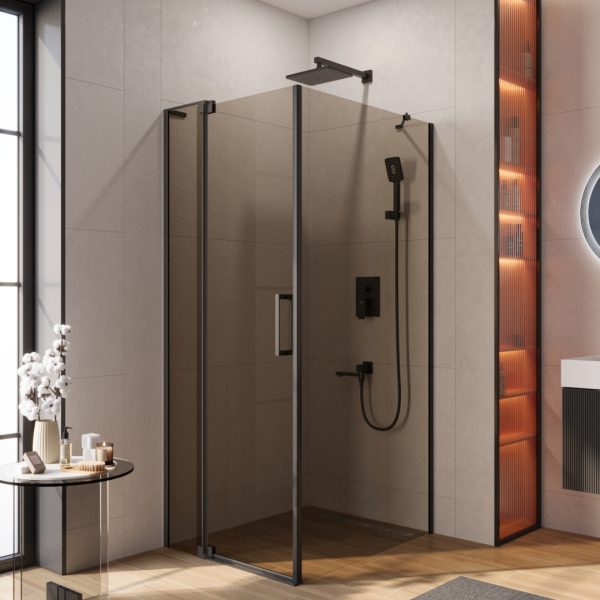 CEZARES - Душевой уголок  SLIDER-AH-1-100-70/80-BR-NERO