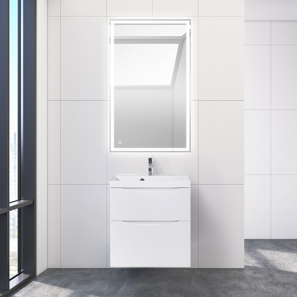 Тумба с раковиной подвесная BelBagno MARINO-H60 60 Bianco Lucido, раковина белая