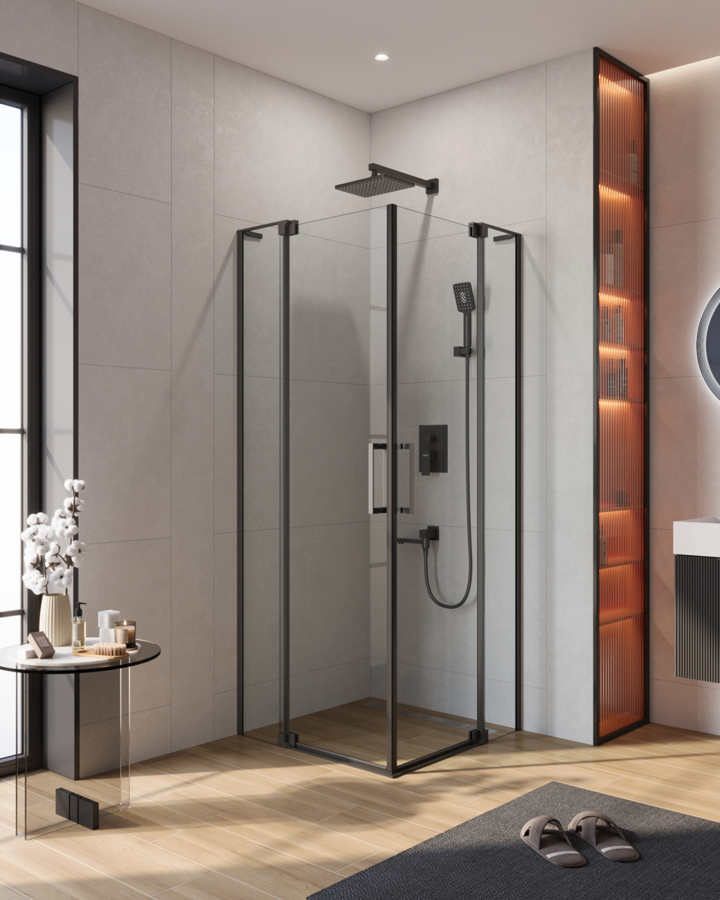 Душевой уголок CEZARES SLIDER-A-2-80/90-C-NERO