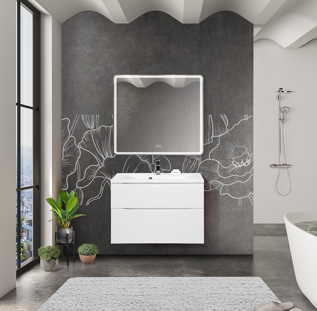 Тумба с раковиной подвесная BelBagno MARINO-H60 90 Bianco Lucido, раковина белая