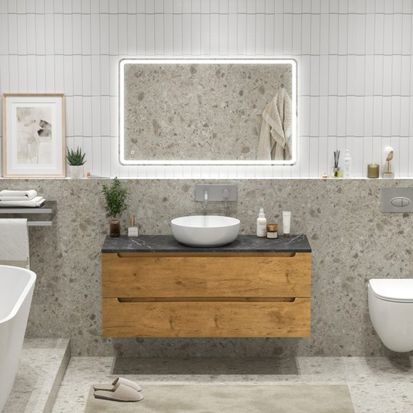 BelBagno - Тумба со столешницей подвесная  ETNA 120 Rovere Nature, без отверстия под смеситель