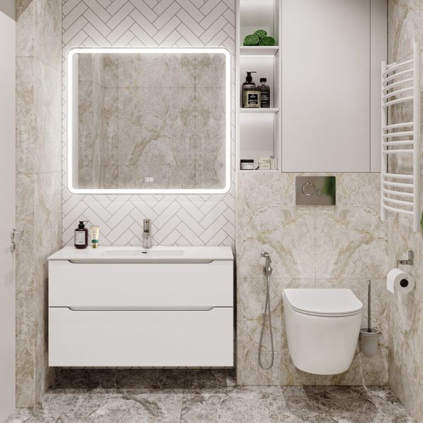 BelBagno - Тумба с раковиной подвесная  ETNA-H60 100 Bianco Lucido, раковина белая