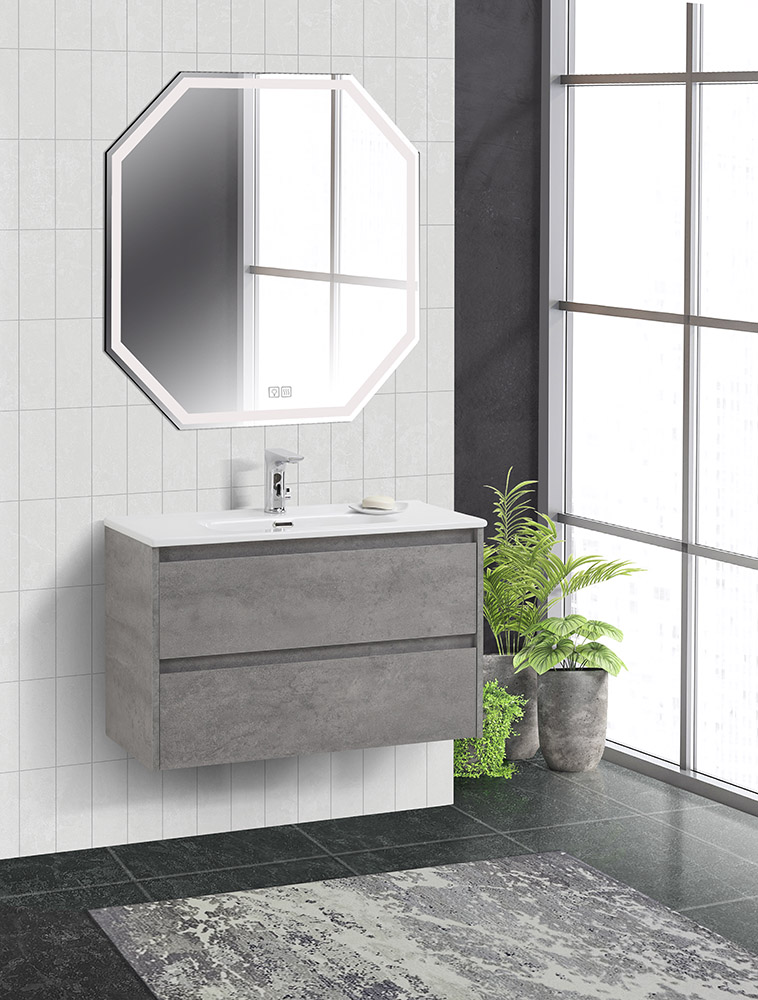 Тумба с раковиной подвесная BelBagno KRAFT 39 80 Cemento Grigio, раковина белая