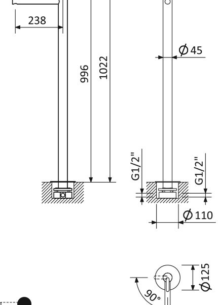 CEZARES - Смеситель для раковины напольный  LEAF-TVP-L-GM
