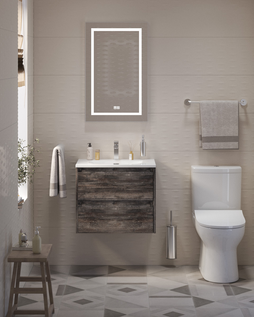 Тумба с раковиной подвесная BelBagno KRAFT 39 60 Pino Pasadena, раковина белая BB-8099-3-60