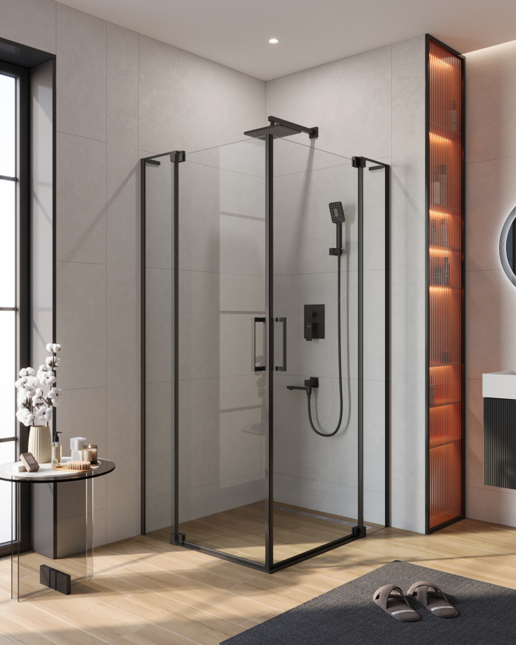 Душевой уголок CEZARES SLIDER-AH-2-70/80-100/110-C-NERO