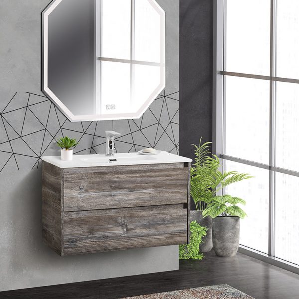 BelBagno - Тумба с раковиной подвесная  KRAFT 39 80 Pino Pasadena, раковина белая