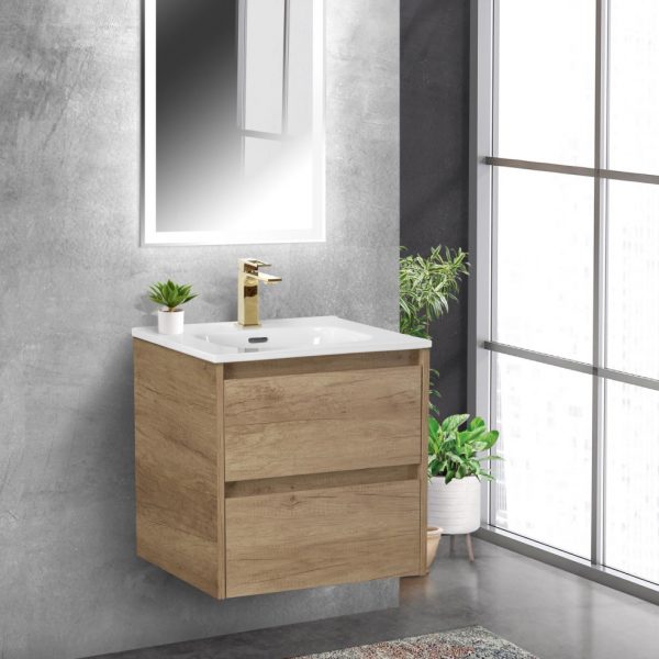 BelBagno - Тумба с раковиной подвесная  KRAFT 50 Rovere Nebrasca Nature, раковина белая