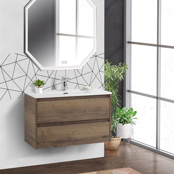 BelBagno - Тумба с раковиной подвесная  KRAFT 39 80 Rovere Tabacco, раковина белая