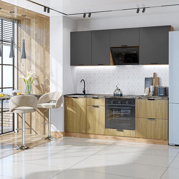 Кухня Vivat - Евро Лайн-02 Антрацит/Дуб песочный