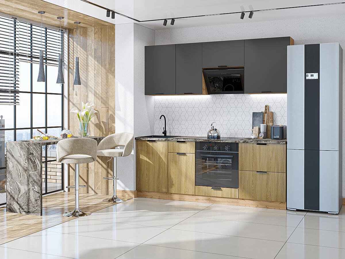 Евро Лайн-02 Антрацит/Дуб песочный