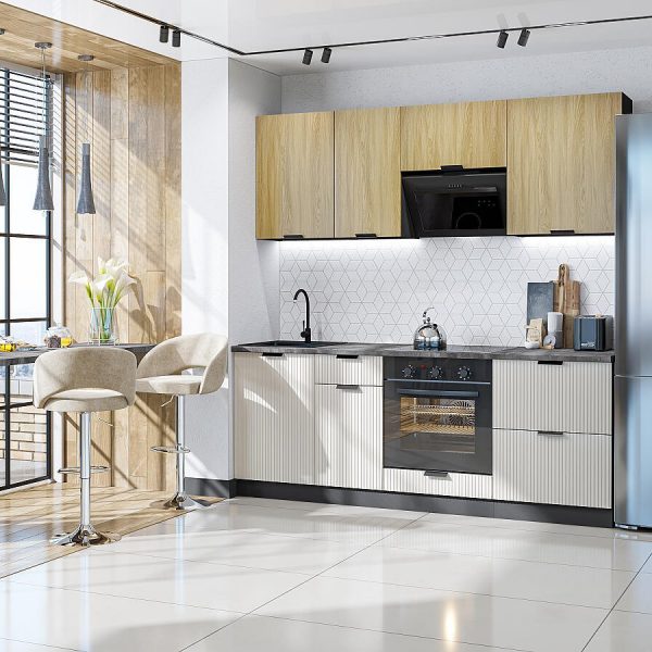 Кухня Vivat - Евро Лайн-02 Дуб песочный/Агат