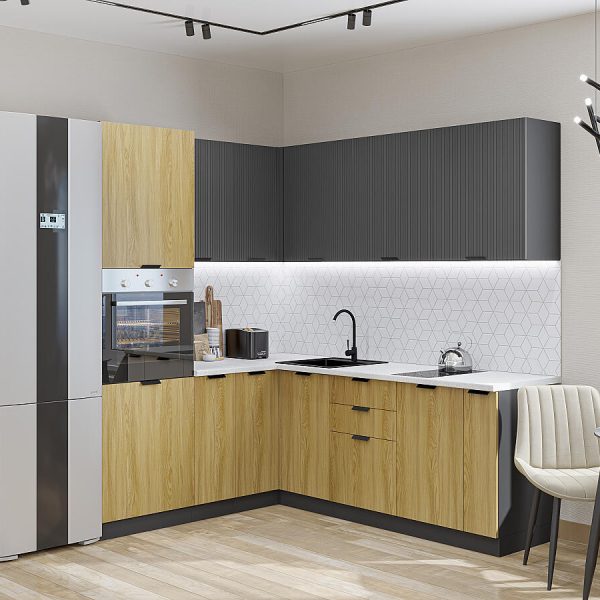 Кухня Vivat - Евро Лайн-04 Антрацит/Дуб песочный