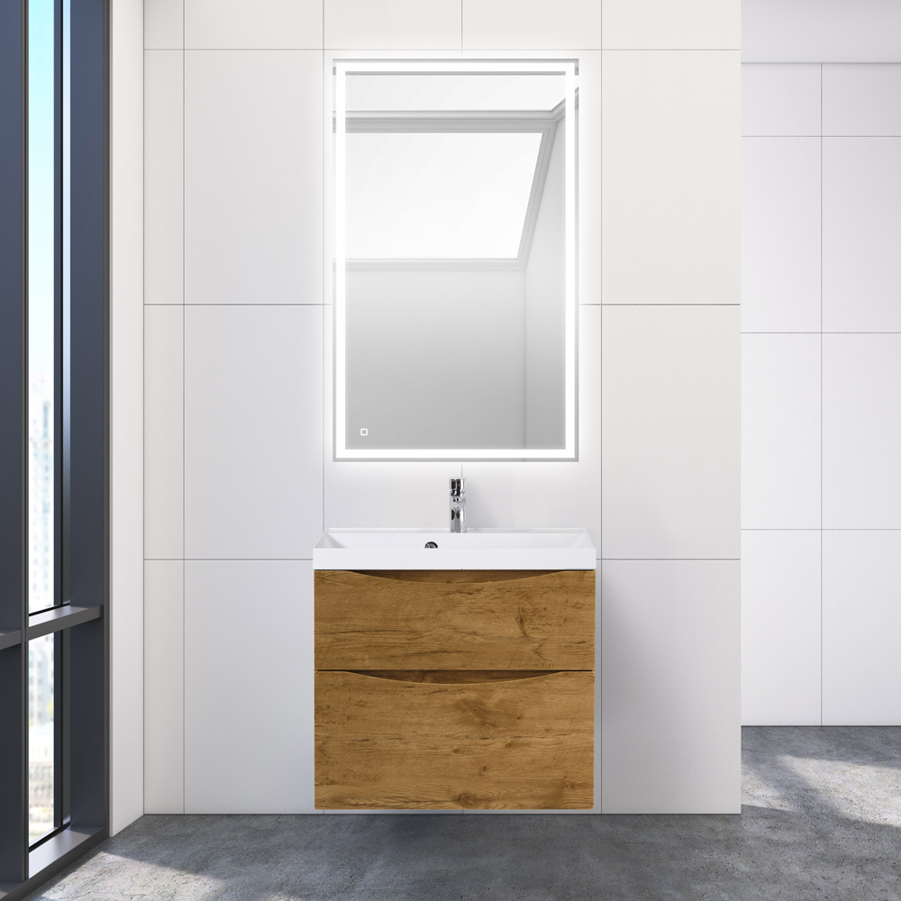 Тумба с раковиной подвесная BelBagno MARINO-H60 70 Rovere Nature, раковина белая
