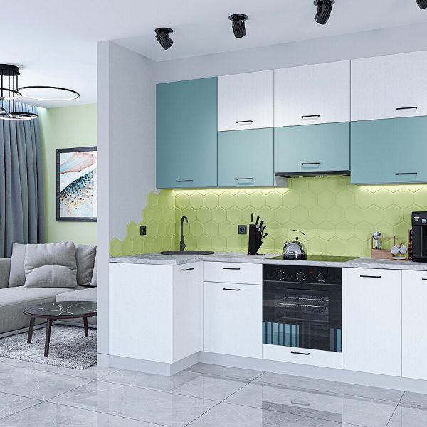 Кухня Vivat - Флэт-04 Grey-green In 2S/White In 2S