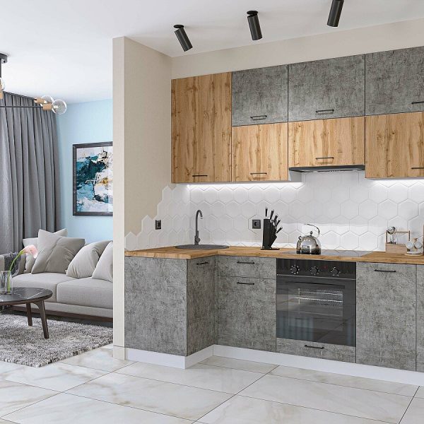 Кухня Vivat - Флэт-04 Wotan Oak 2S/Temple Stone 2S