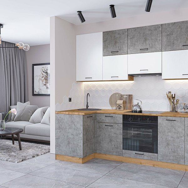 Кухня Vivat - Флэт-04 White In 2S/Temple Stone 2S